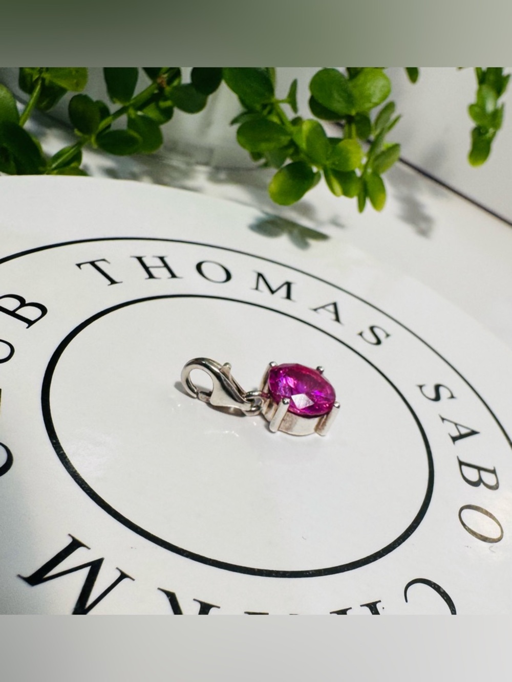 Thomas Sabo Fuchsia Faceted Crystal Charm Pendant Sterling Silver